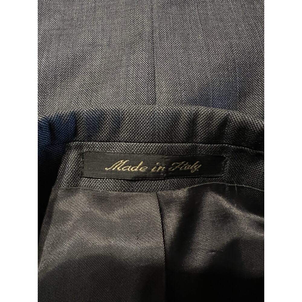 Vito Rufolo Italy Mens 46R 39x31 Gray with Ice Blue Stripe Super 100s Suit Note - Picture 6 of 16